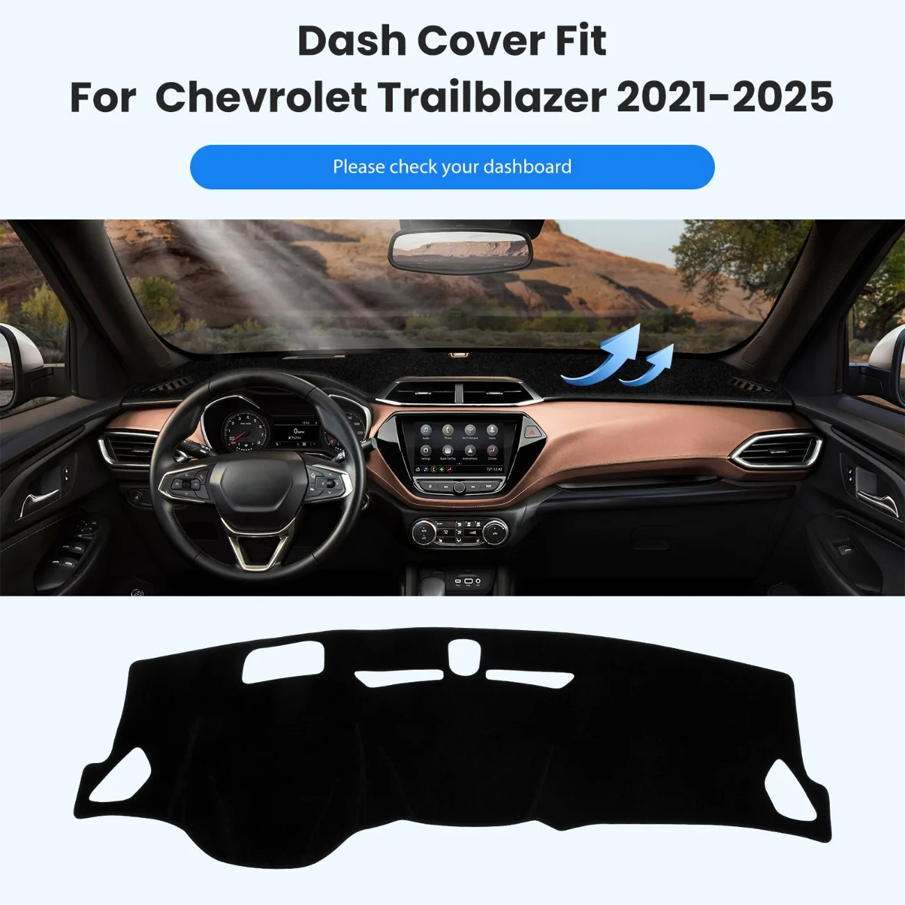 Chevy Trailblazer 2021-2025 용 대시 보드 커버 매트 액세서리 대시..