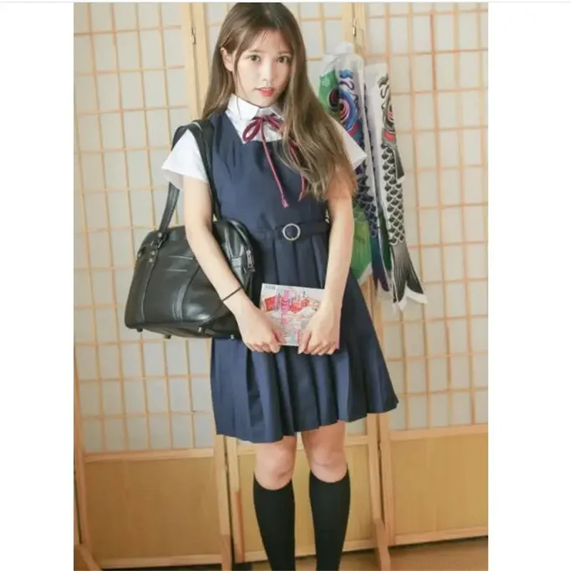 Japanese Pleated Dress Suit Jk Uniform Basic White Long/Short-sleeved Sailor Suit Kansai Flaperon Preppy