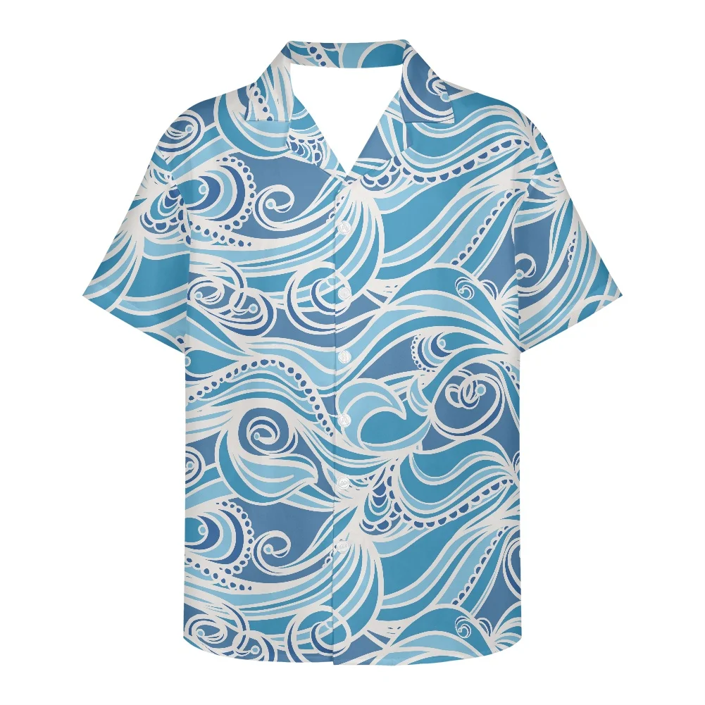 

Ocean Waves Pattern Stylish Hawaiian Aloha Shirt Men 2022 Summer Short Sleeve Beach Shirts Mens Holiday Party Vacation Clothing