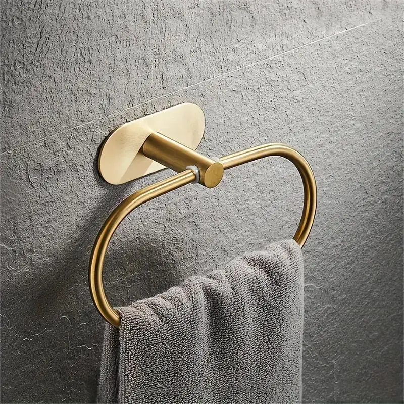No-Drill Wall Mount Oval Towel Ring Bathroom Towel Holder Hand Hanger For Bathroom & Kitchen 1pc
