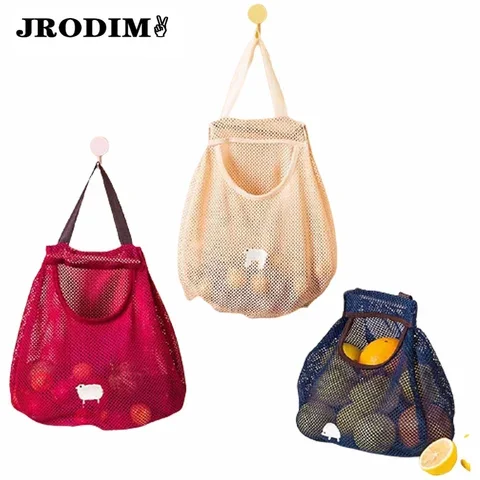 

Storage Bags Kitchen Fruit Mesh Breathable Hollow Hanging Storage Bags Vegetable Onion Potato Net Bag