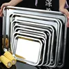 Stainless Steel Storage Metal Tray Rectangle Food Shallow Plates Serving Fruit Steaming Dish Tools Household Kitchen Accessories 2