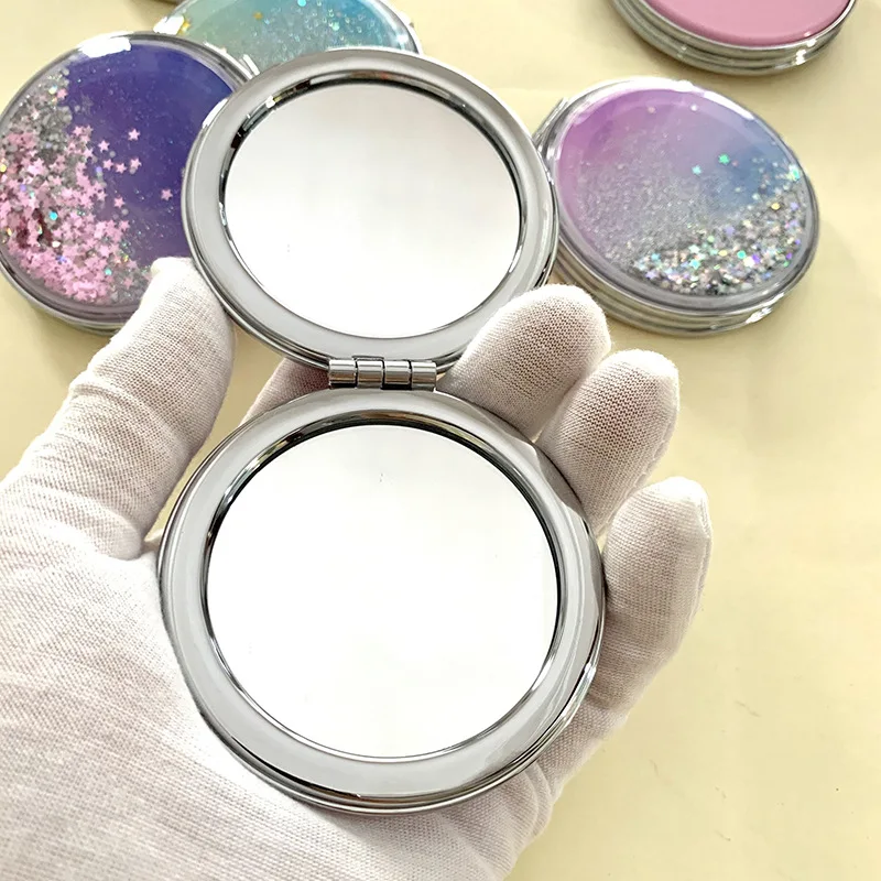 Miroir De Poche Pliant Doré - Double Miroir Pour Maquillage, Taille 5x5 Cm, Neuf - Accessoire Pratique
