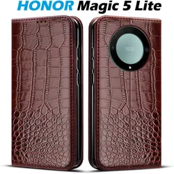 Premium Flip Book Leather Case - Elegant and Protective Cover for Honor Magic 5 Lite (Dark Brown)