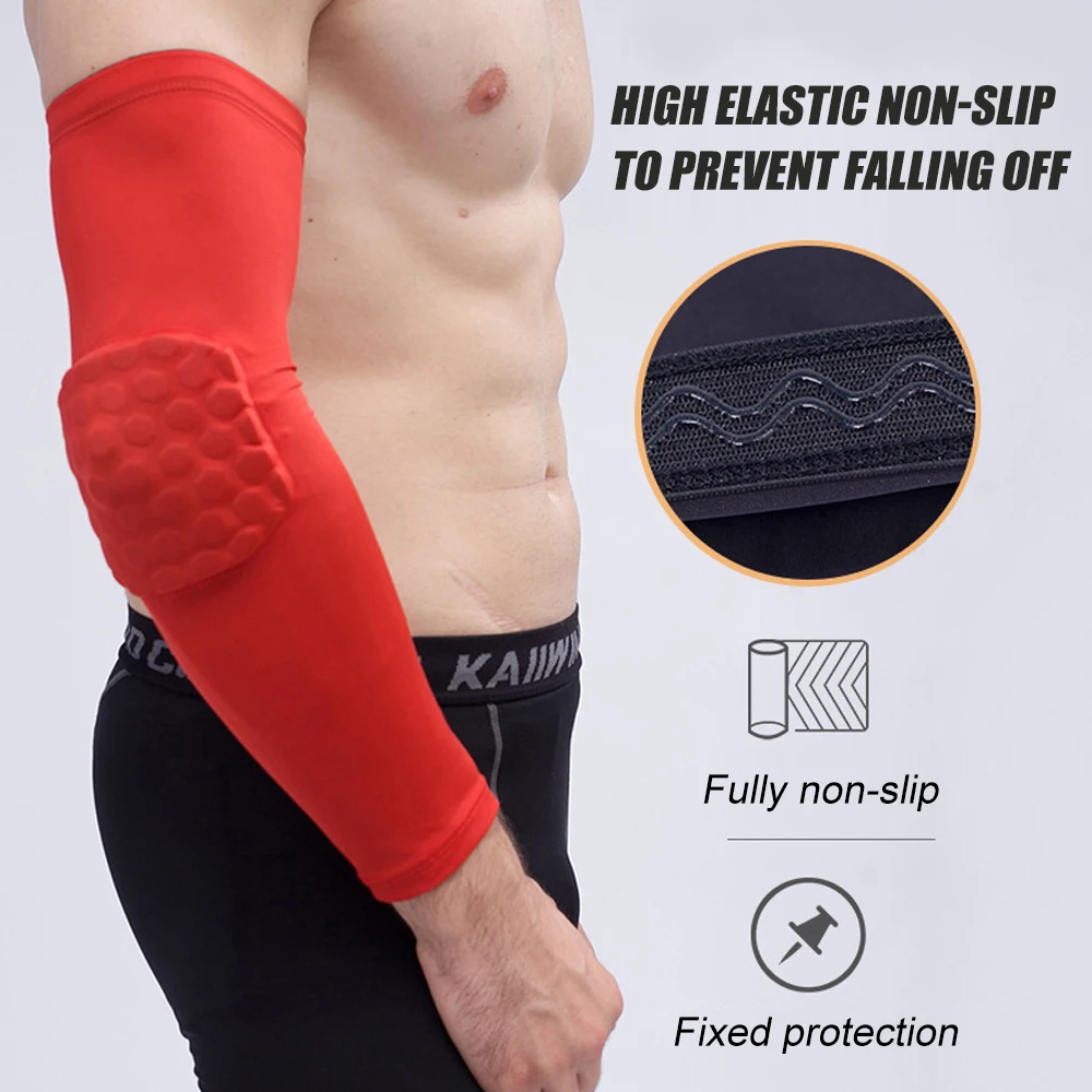 1Pcs/2Pcs Elbow Pads, Basketball Shooter Sleeves, Collision Avoidance Hex Padded Elbow for Volleyball Football Baseball Cycling