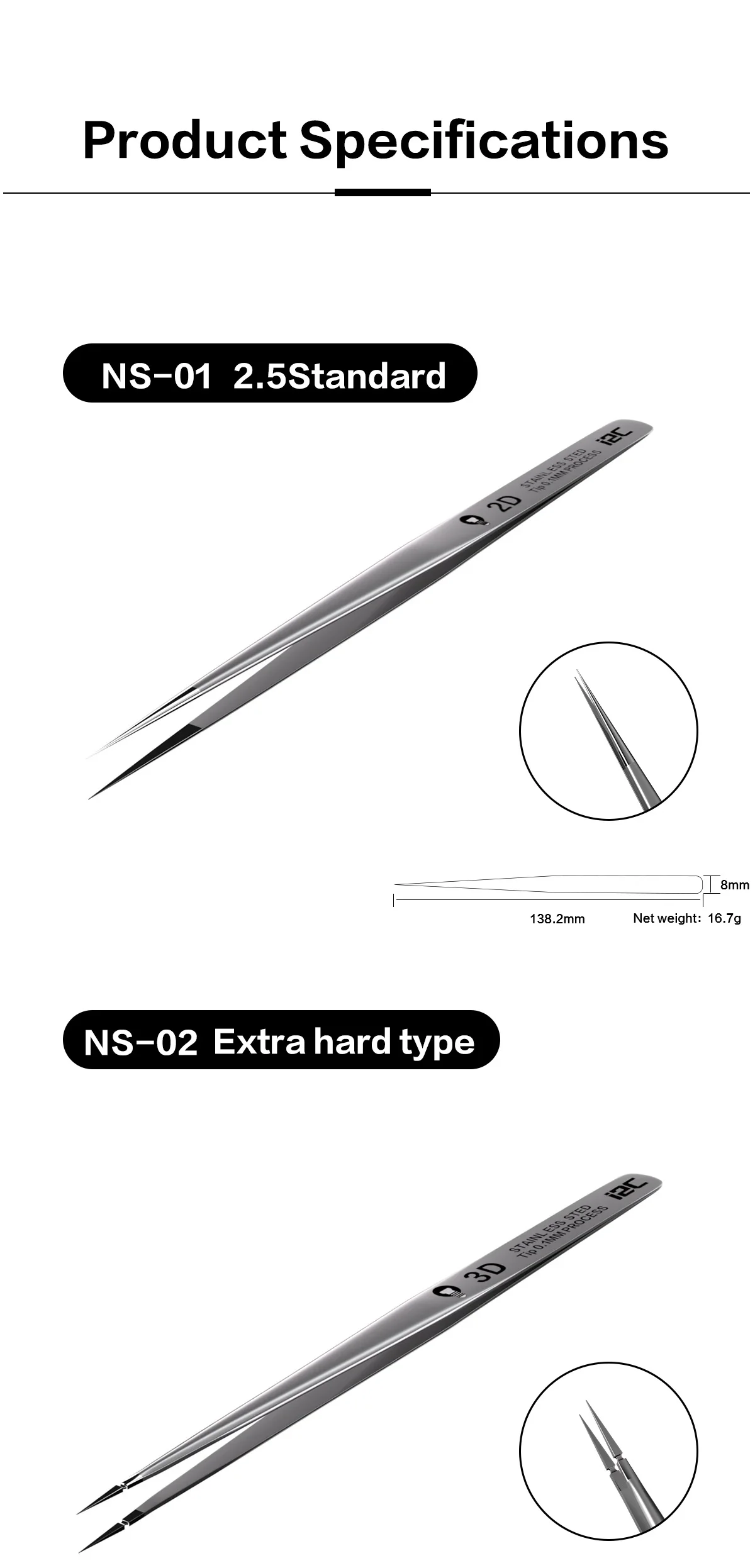 i2c Extra Hard Typ Super Legierung Pinzette 2,5D 3D Professionelle Wartung Werkzeuge Handy Computer Reparatur Handgemachte Reparatur – Detail 14