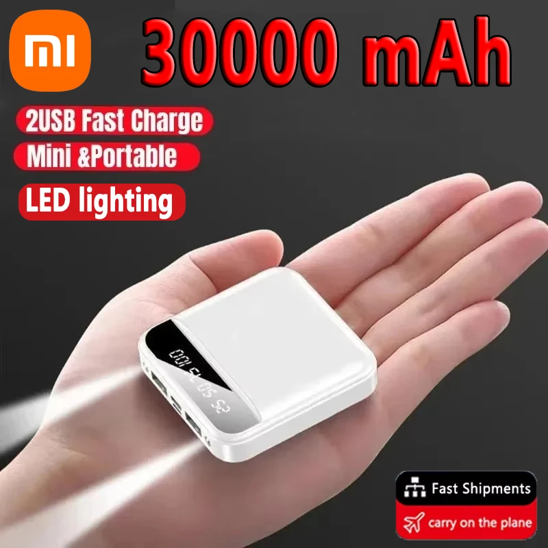 Xiaomi 30000mah Mini Power Bank Super Fast Charge Lights Digital Portable Powerbank External Battery For Iphone Huawei Samsung power bank