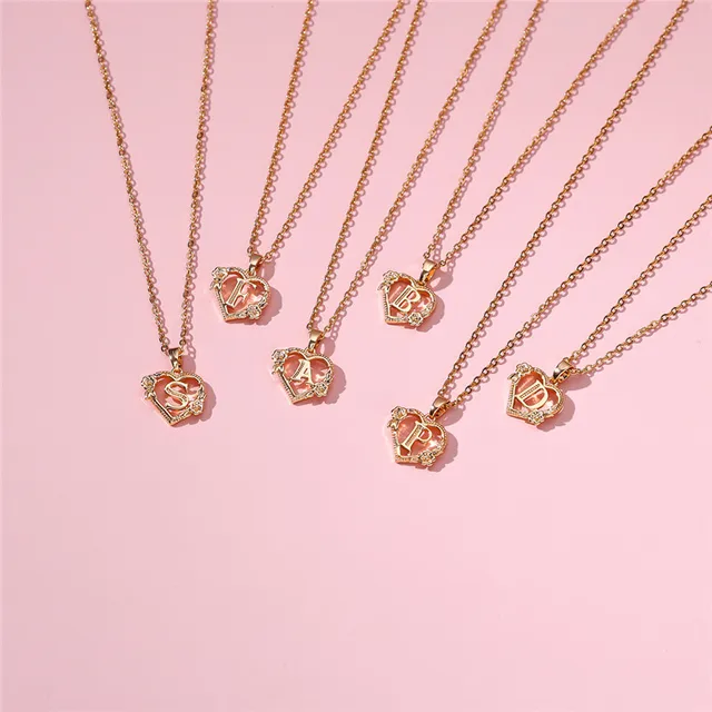 Letter Necklace CDE Initial Necklaces For Women, Rose Gold A-Z