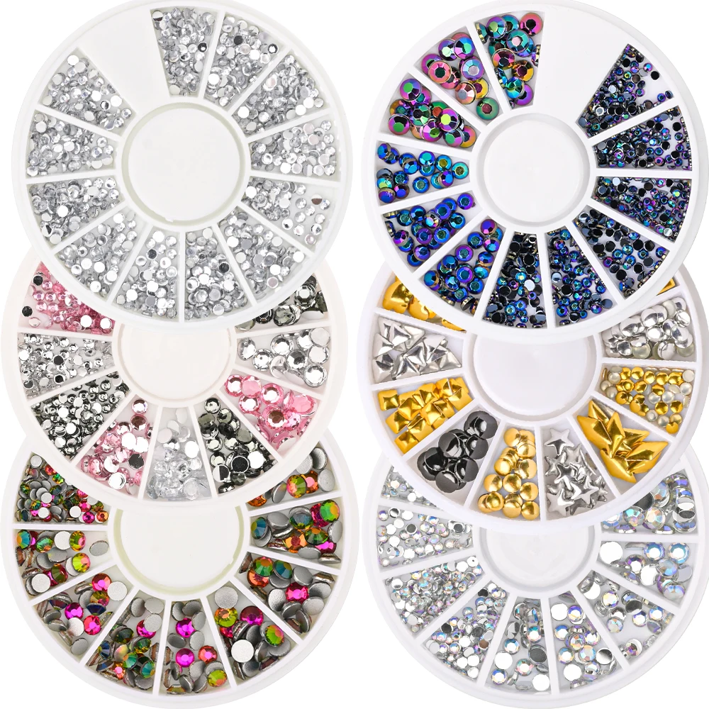 

1Wheel Mixed Color Chameleon Nail Art Glitter Rhinestone for 3D Crystal Gems Jewelry Bead Nail Art Decoration Manicure Accessori