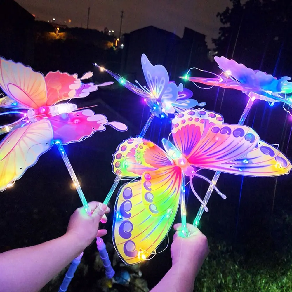 Glow In Dark Girls Favor Handheld LED Flash Butterfly Magical