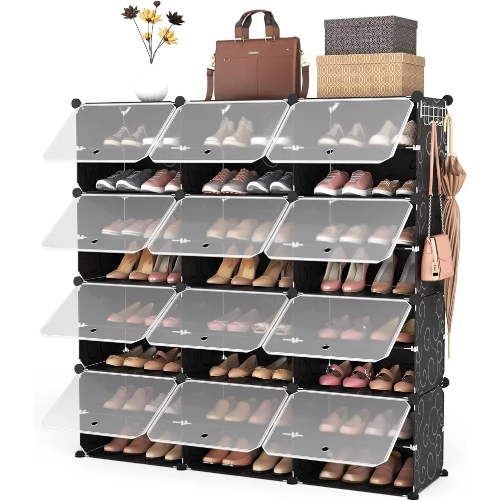 

Portable Shoe Rack 8-Tier, 48-Pair Shoe Organizer Storage Expandable Free Standing Stackable Space, 2 Exclusive Versatile Hooks