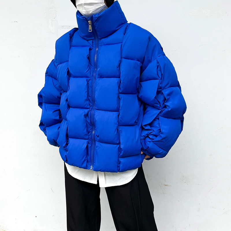 High-End Friend Street Down Cotton-Added Jackets Men's Fashionable Warm Stand-up Collar Long Sleeve Thickened Warm Coat