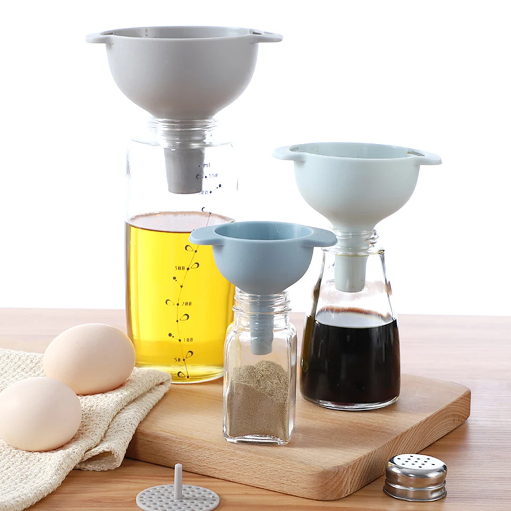 Household Kitchen Accessories Plastic Funnel Set Multi-function Oil Hopper Filter Oil Can Sub-packaging