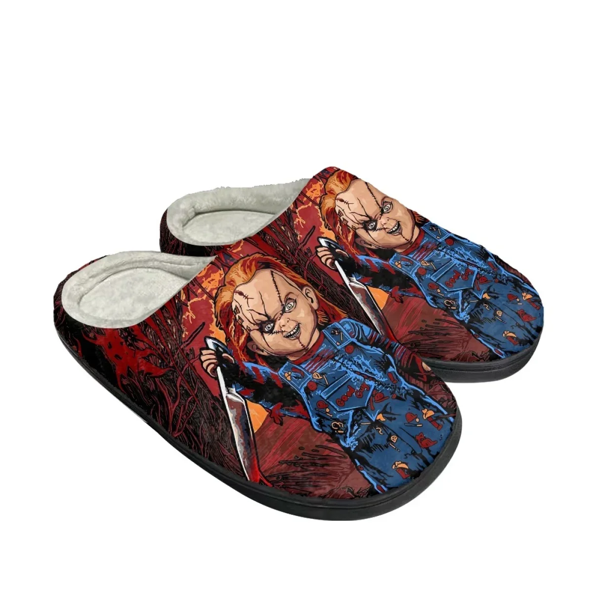 Horror Movie Design Floor Slippers Indoor Female Home Non-Slip Cotton Slippers Dropshipping Winter Casual Men's Flats Footwear