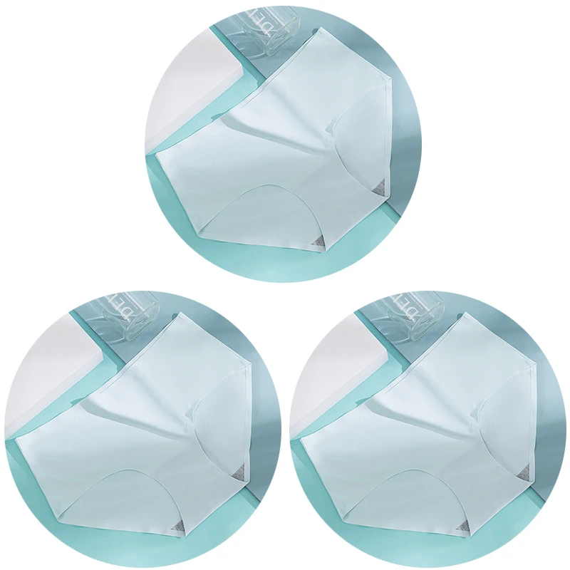 3 adet/takım kadın külot kadın dikişsiz iç çamaşırı buz ipek rahat külot orta bel nefes külot iç çamaşırı