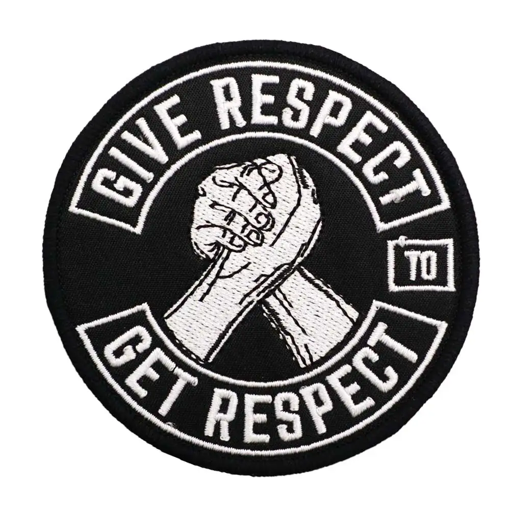 GIVE RESPECT Embroidered Patch Hook & Loop Sew on Embroidery Military Badge