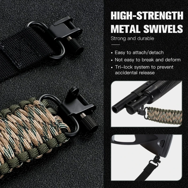 2 Point Sling Rifles Paracord Strap With Swivels