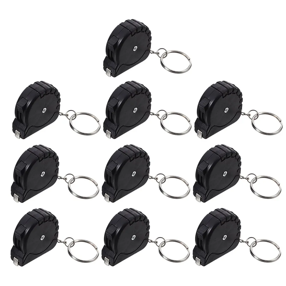 10Pcs 미니 측정 테이프 키체인 개폐식 강철 줄자 포켓 사이즈 정확하고 빠른 측정에 유용한 지갑형
