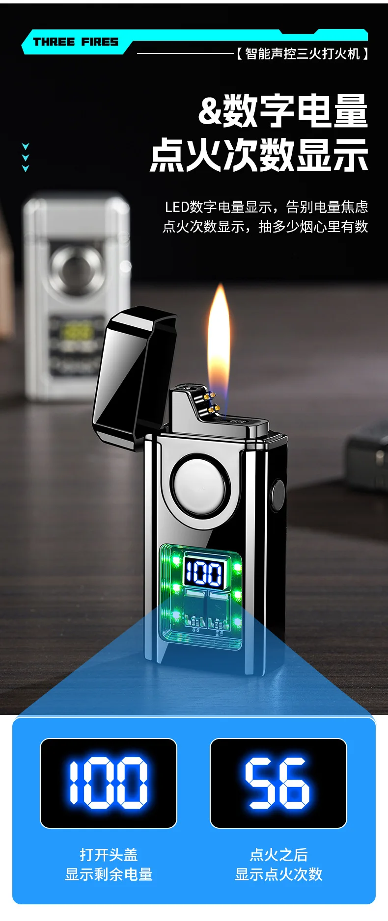 2025 New Intelligent Gas-electric Dual-purpose Lighter/double-fire Arc Lighter Fire Personality Creative Smoking Tool Gift