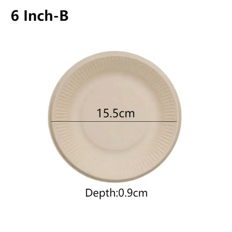 Disposable White Round Plate, Barbecue Party Tableware 6 Inch- Paper Plate  Natural Sugarcane Fiber Party Dinner Plate Degradable - Temu