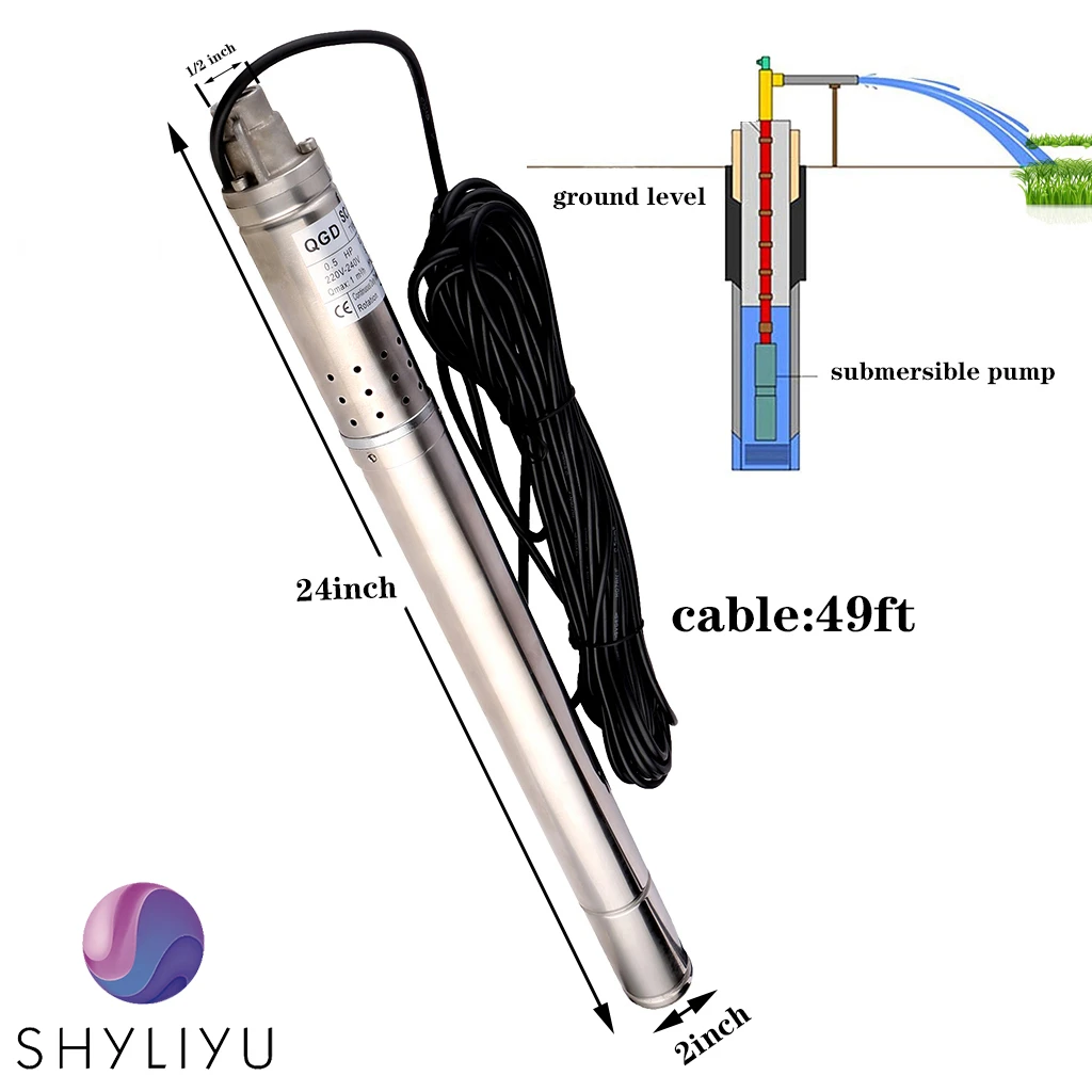 Deep Well Submersible Pump 220V 0.5hp 