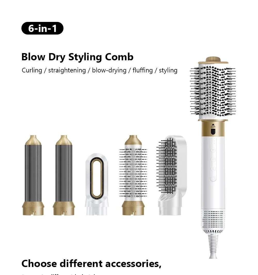 6 in 1 High Speed Hair Dryer 110000 RPM Multi-head Curling Iron Multi-function Straight Curling Dual-use Automatic Hot Air Bush 2
