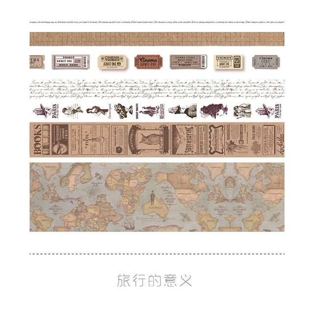 7 rolls/set Travel Series Vintage map stamp European retro character  Decoration Washi Tape DIY Diary Scrapbooking Masking Tape