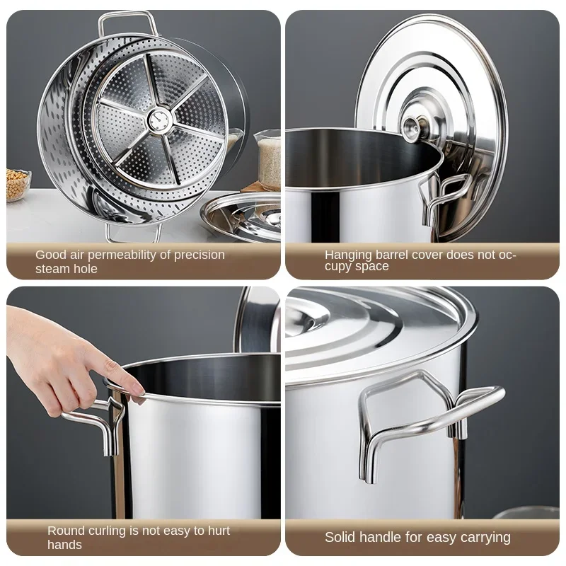 Stainless steel rice barrel steamer rice barrel with lid steamer wine barrel commercial steamer 3