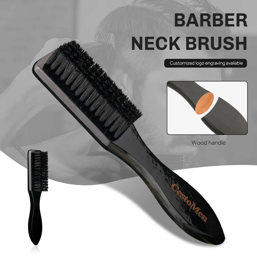 CestoMen Solid Wood Professional Fade Brush Barber Neck Sweeping Brush Comb Haircut Accessories Facial Cleaning Tools For Men