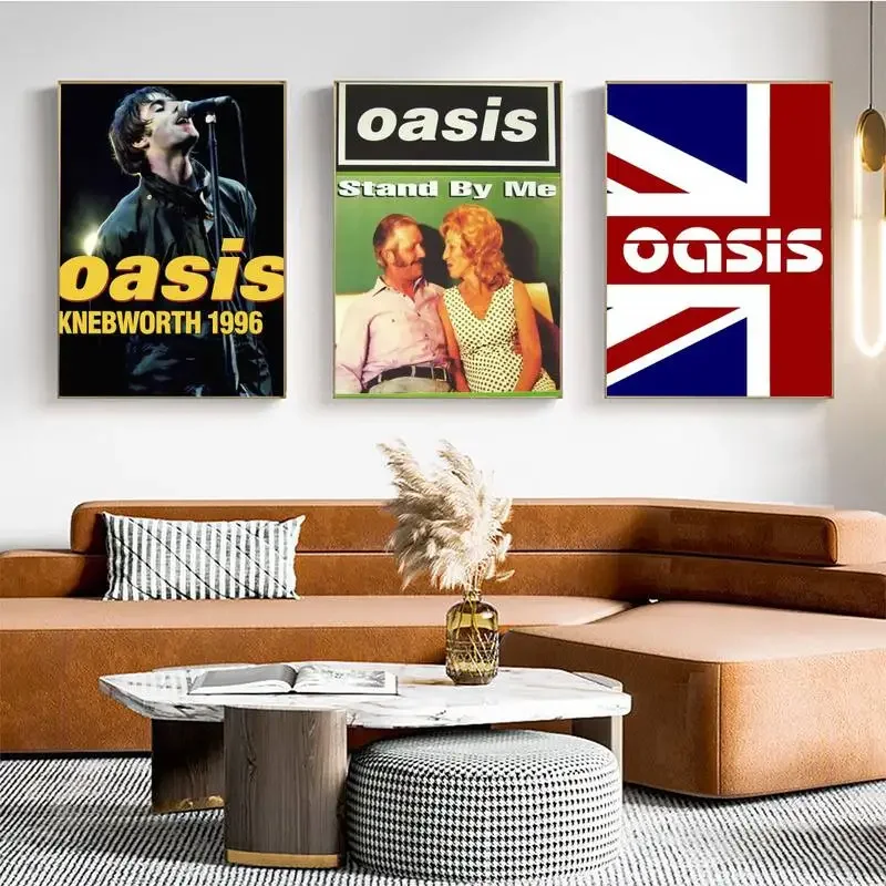 Hot Band O-Oasis Live Forever Poster Fai Da Te Carta Kraft Poster Vintage Wall Art Painting Study Stickers Big Szie Wall Painting