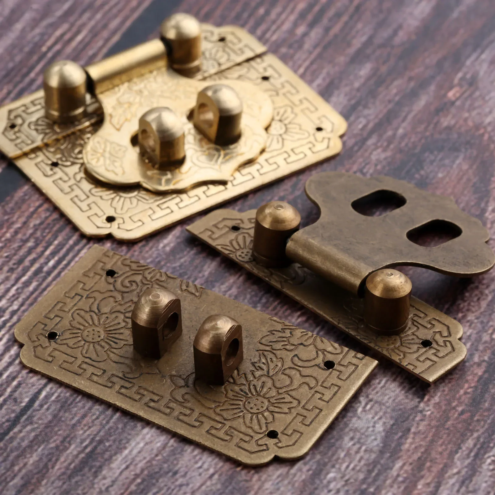 50*40mm Box Latch Antique Bronze Brass Box Suitcase Toggle Latch Buckles Wooden Lock Home DIY Wood Working With 6Pcs Nails