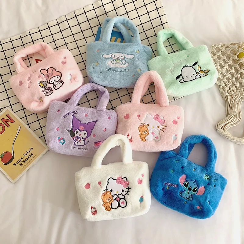 Kawaii Sanrio Crossbody Hello Kitty Plush Bag Mini Kuromi Shoulder  Messenger Bag Plushies Cinnamoroll Backpack Storage Gift Girl