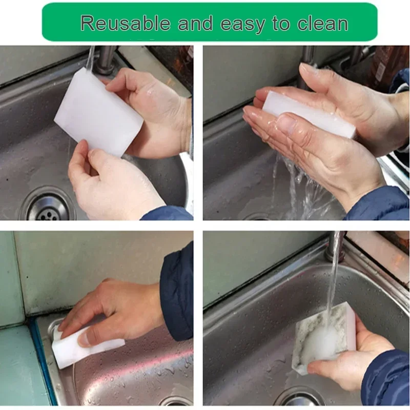 Description Picture 6 of item100/50/25 Pcs Melamine Sponge Magic Sponge Nano Cleaner Cleaning Car Dishwashing Remove Stains Home Kitchen Bathroom 100x60x15mm