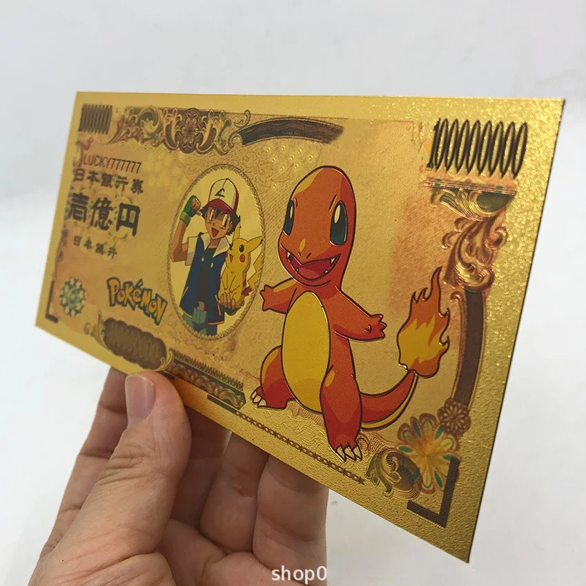 Kawaii Pokemon banknote cute cartoon commemorative coins anime game figure cards Pikachu coins children's birthday gift toy