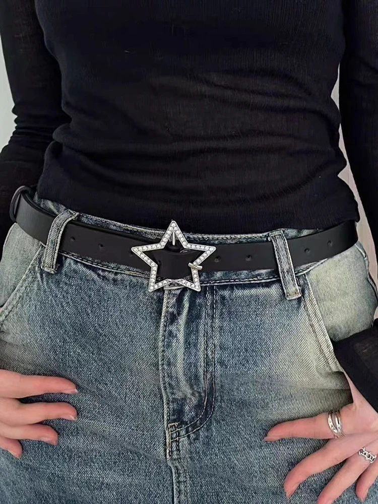 Retro Nieten-Skelett-Dekorationsgürtel Mode Leder Nietenverzierter Goth Rock Wilder Verstellbarer Damen Punk Schwarzer Gürtel – Detail 7