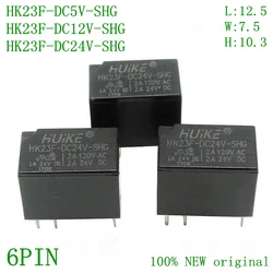 10PCS/LOT HUIKE Relay HK23F HK23F-DC5V-SHG HK23F-DC12V-SHG HK23F-DC24V-SHG Volt Power Relay 5V 12V 24V 2A 2 6-Pin 0.2W