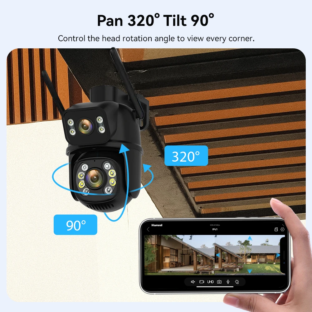 8채널 미니 와이파이 NVR HD 6MP 듀얼 렌즈 PTZ 실외 와이파이 카메라 무선 와이파이 NVR 시스템 양방향 오디오 자동 추적 감지