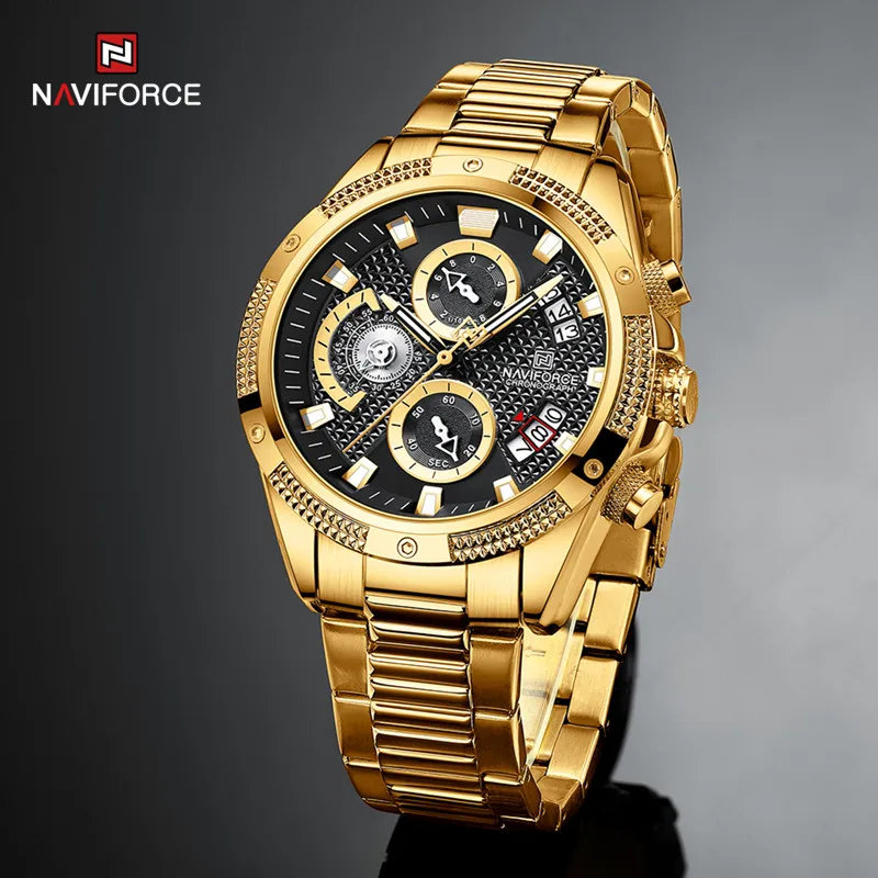 

NAVIFORCE Men’s Stainless Steel Wristwatches Luxury Multifunction Big Dial Waterproof Male Sport Clock Watches Relogio Masculino
