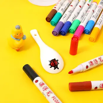 8/12 Colors Magical Water Floating Student Painting Brush Whiteboard Markers Pen Suspension Kids Educational Painting Pen Toys