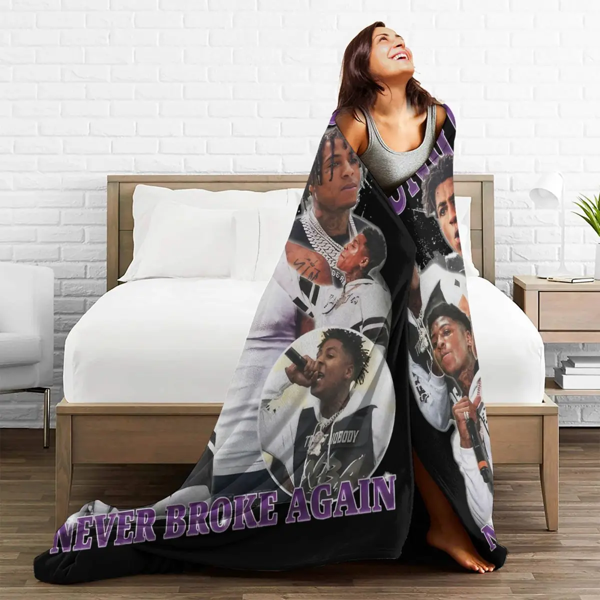 Rapper Youngboy Never Broke Again Blanket Fleece Summer Breathable Warm Throw Blankets for Bedding Bedroom Rug Piece 6