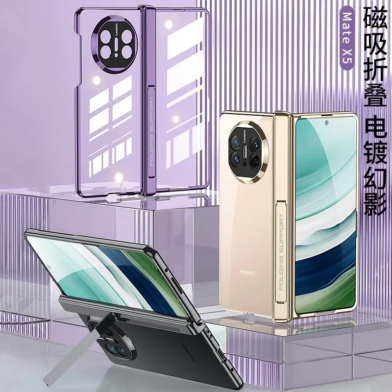 

With Tempered Glass Filme Transparent with Kickstand Bracket Case for Huawei Mate X5 Case