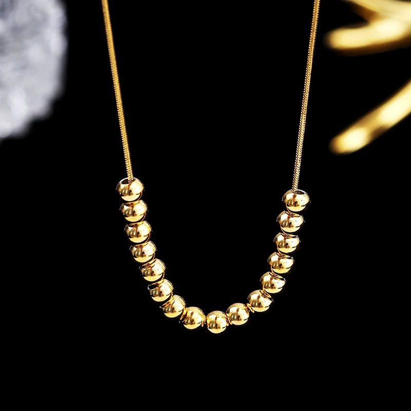 Metal Ball Pendant Stainless Steel Necklace Simple Jewelry - Image 5