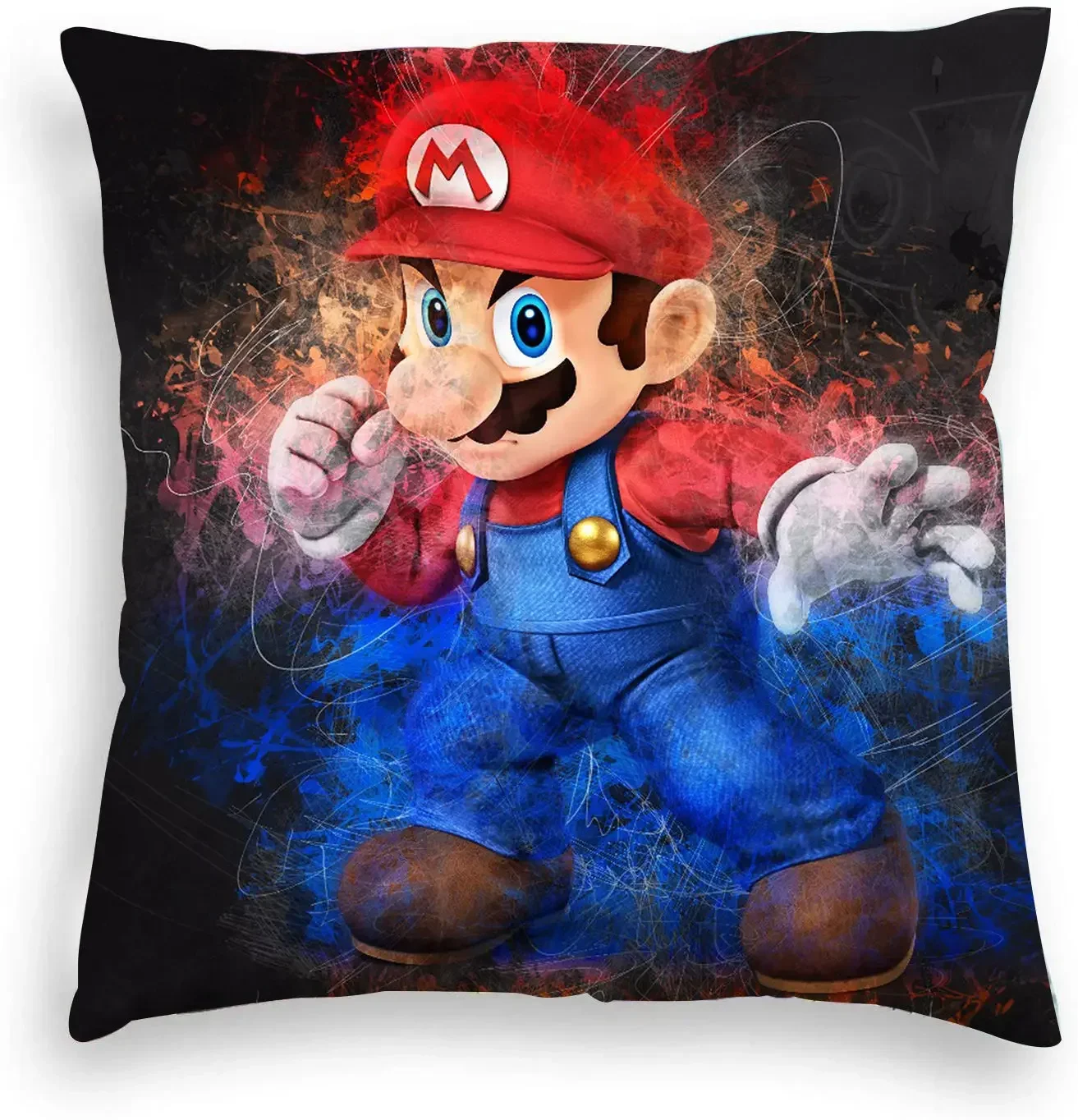 45*45cm Super Mario Bros Square Pillowcase Yoshi Luigi Cartoon Anime Figure Home Short Floss Pillow Decoration Kids X-mas Gift