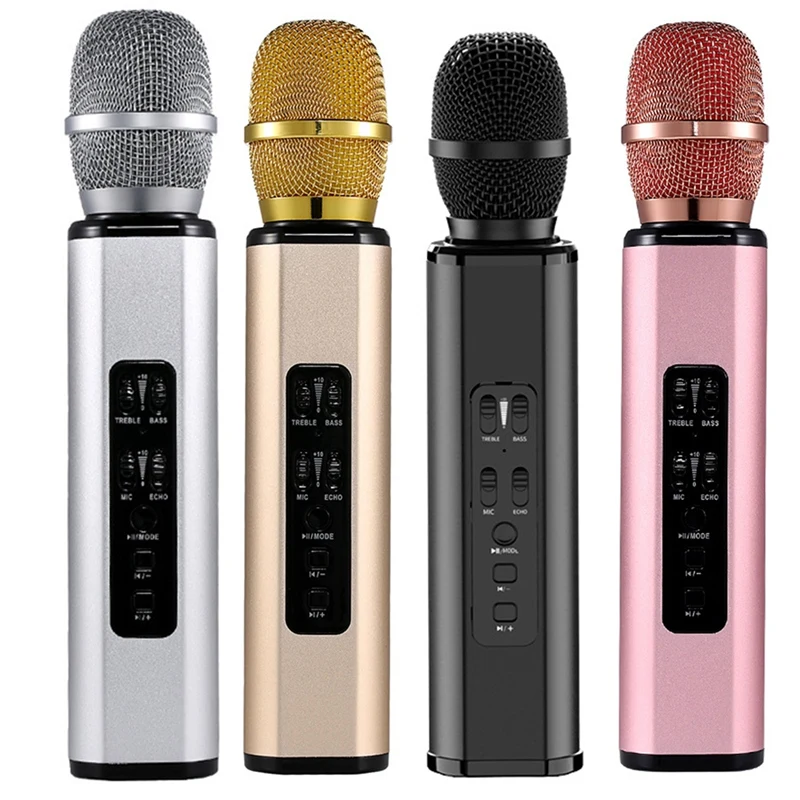 

K6 Wireless Bluetooth Microphone Karaoke Mic Handheld Condenser Microphone Dual Speaker Portable Singing Speaker