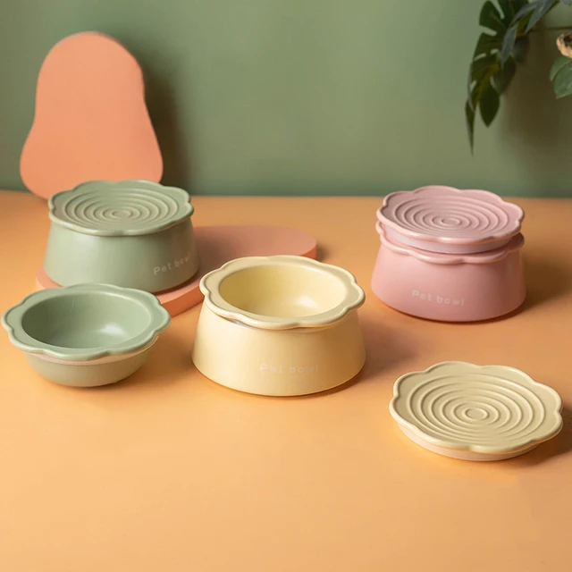 Cat Ceramic Bowl 3 in 1Multifunctional Pet Food Water Snack Plates Bowls Small Dogs Meal Plate and Water Bowl Combination Set