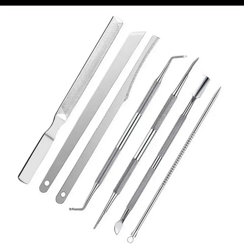 Manicure pedicure tool set 6pcs Stainless Steel Manicure Pedicure Knife Remove Dead Skin Calluses Thick Hard Nail Clippers Acne Needle Pick Tool Set