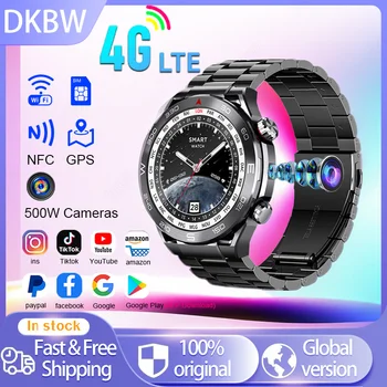 GPS 와이파이 NFC HD 카메라 탑재 나노 SIM 카드, 4G LTE 스마트워치, IP67 심박수 구글 플레이 앱 다운로드, 남성용 안드로이드 스마트 워치
