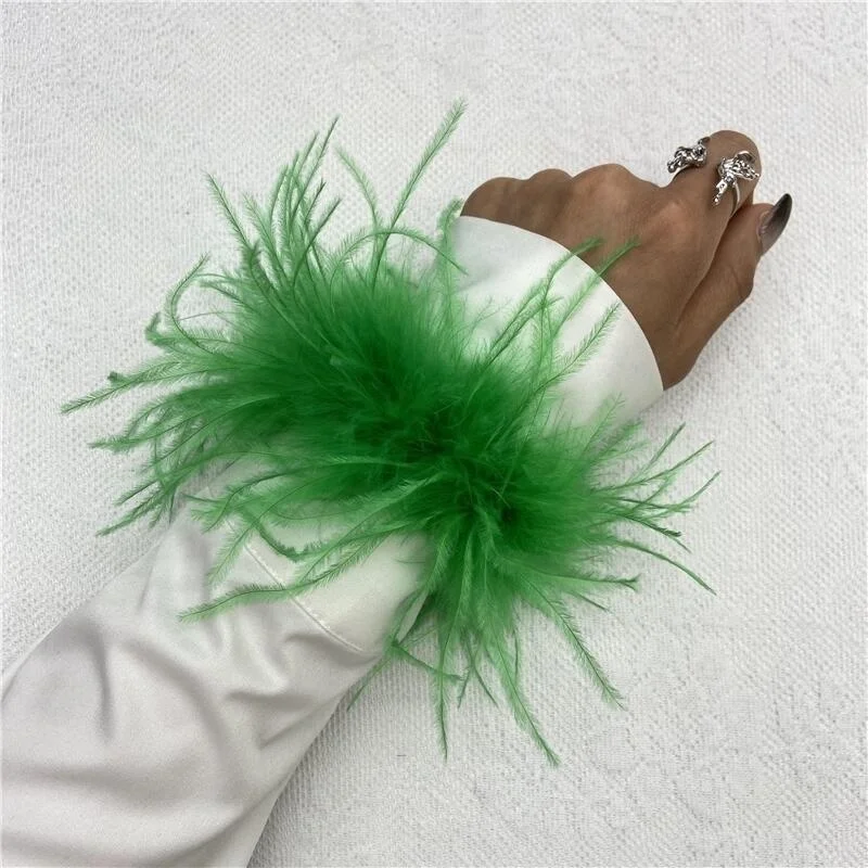 Ostrich Feathers Cuff Bracelet for Women