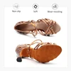 HROYL Ballroom Latin Dance Shoes Ladies Girls New Silk Satin Shiny Rhinestone Cuban High Heels Party Salsa Dance Shoes Women 4
