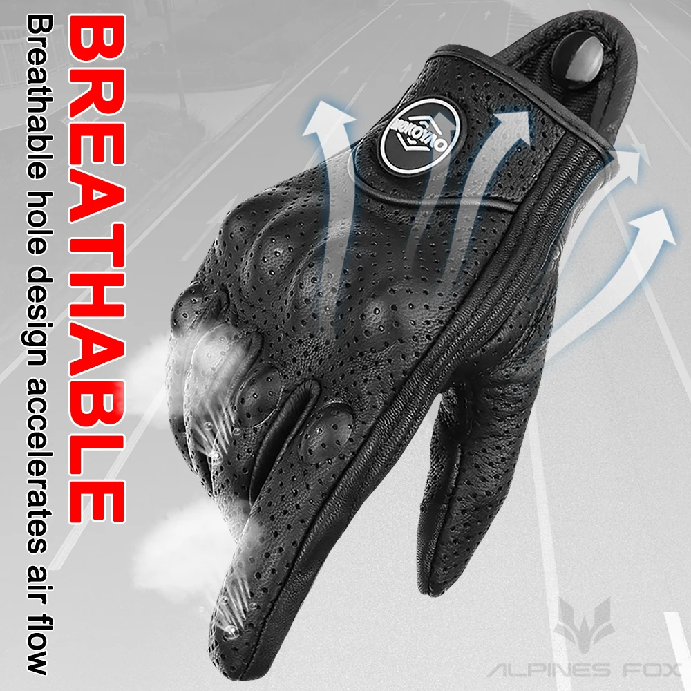 Men's Retro Leather Motorcycle Gloves - Breathable Summer Riding Gear Accessories